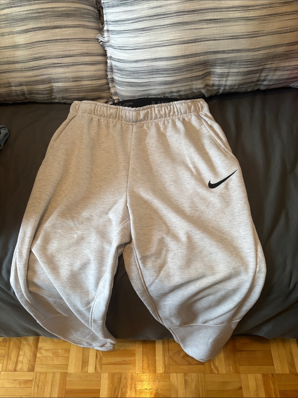 Nike Light Gray Sweatpants with Black Swoosh